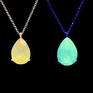 Vintage Yellow Stone Pendant Necklace Potentially Uranium or Manganese Glows UV